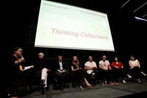 Discussion: Laura Metzler, Sandra Skurvida, Pi Li, Natasha Degen, River Lin, Wen-chung Lin, Wong Kit Yi & Uns Kattan. Afternoon Notes: Day 2. FIELD MEETING Take 6: Thinking Collections (26 January 2019), in collaboration with Alserkal Avenue, Dubai. Courtesy of Asia Contemporary Art Week (ACAW).